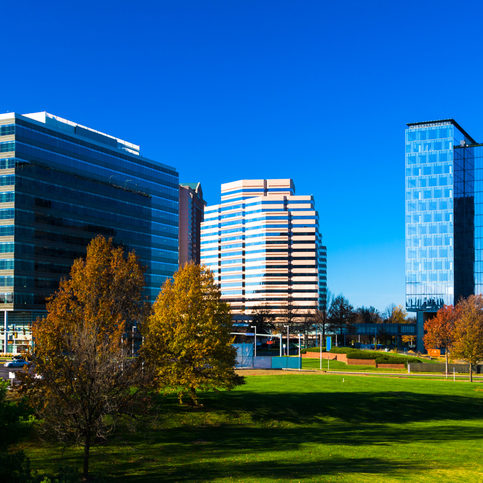 Tyson's Corner highrise office buildings A group of highrise office buildings, one of many in the Tyson’s Corner suburban business district (and satellite city) in the Washington DC area.